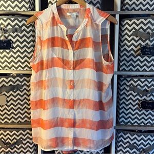 Liz Claiborne Orange and White Striped Button Down Shirt